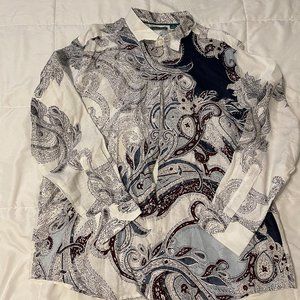 Cubavera Button Down Paisley Dress Shirt, Size XL